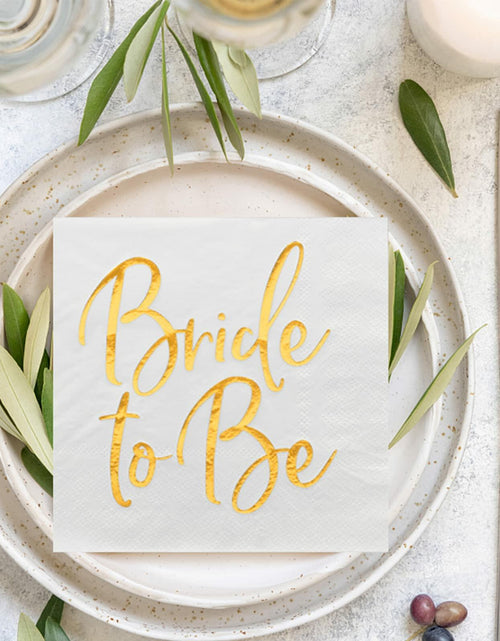 Load image into Gallery viewer, Apriciti Wedding Napkins White Gold Foil Miss to Mrs 50 Pack Disposable
