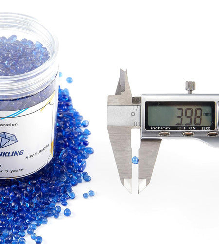 TWINKLING Fire Glass Stones 3-6mm 1lb Jar Cobalt Blue High Luster