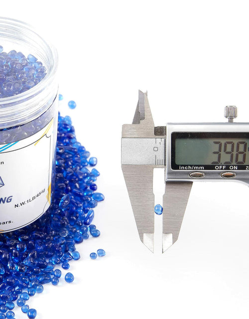 Load image into Gallery viewer, TWINKLING Fire Glass Stones 3-6mm 1lb Jar Cobalt Blue High Luster
