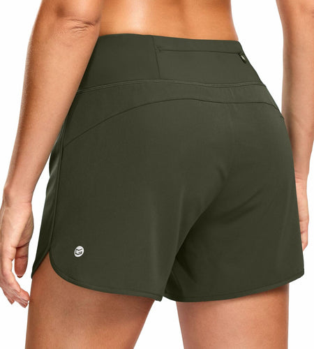 G Gradual Women's Running Shorts Mesh Liner Phone Pockets Olive Size XXS