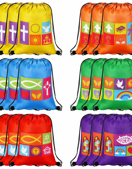 Load image into Gallery viewer, Kacctyen Christian Drawstring Bags 18 Pcs Polyester Multi-color Bulk Gift
