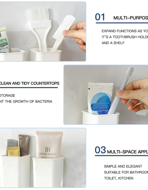 Load image into Gallery viewer, ORIJOYNA 2 Pack Wall Mounted Self-Adhesive Toothbrush Holder White
