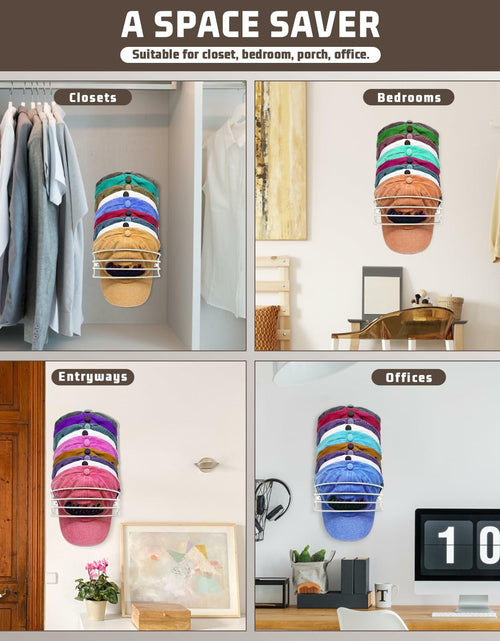 Load image into Gallery viewer, Fikoksol Metal Hat Racks for Baseball Caps Wall Mount Organizer 2Pcs Black
