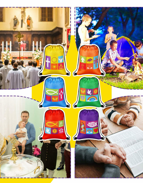 Load image into Gallery viewer, Kacctyen Christian Drawstring Bags 18 Pcs Polyester Multi-color Bulk Gift
