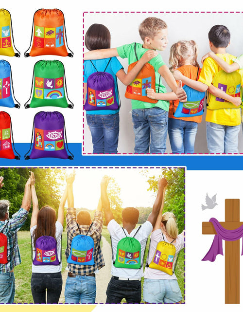 Load image into Gallery viewer, Kacctyen Christian Drawstring Bags 18 Pcs Polyester Multi-color Bulk Gift

