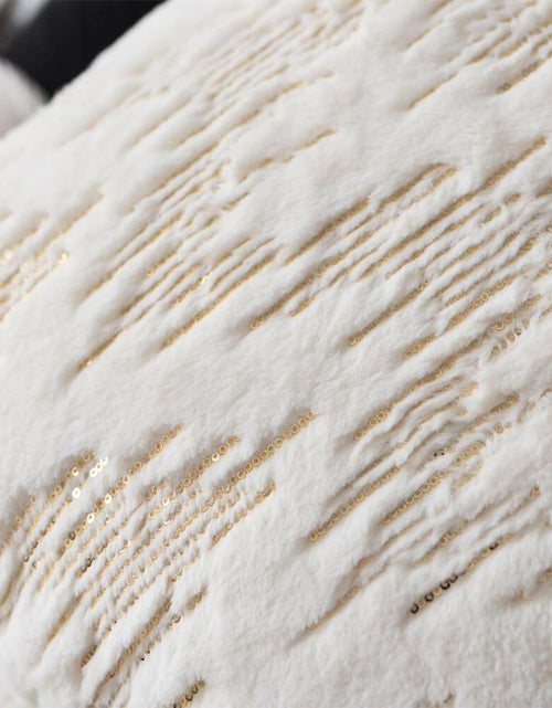 Load image into Gallery viewer, Throw Pillow Covers 18x18in Set of 2 White Fur Gold Embroidered Sequins
