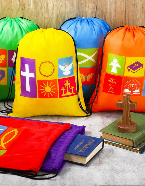 Load image into Gallery viewer, Kacctyen Christian Drawstring Bags 18 Pcs Polyester Multi-color Bulk Gift
