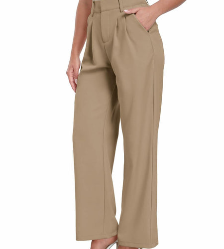 ELLEVEN Wide Leg High Waisted Palazzo Pants Brown Size XXL