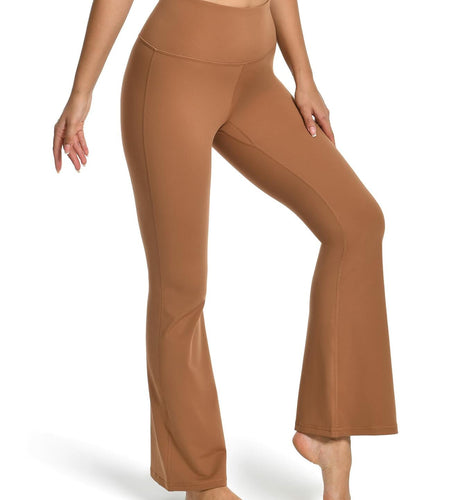 YUNOGA Women’s High Waist Bootcut (Flared) Leggings in Roasted Brown, Size L