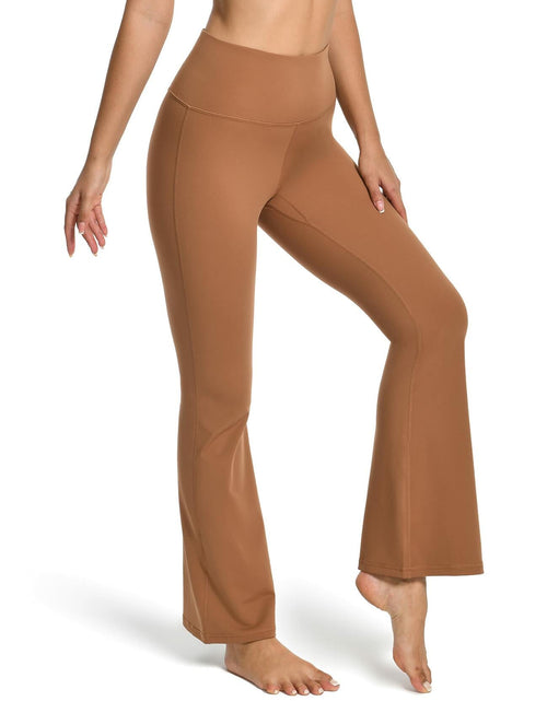 Load image into Gallery viewer, YUNOGA Women’s High Waist Bootcut (Flared) Leggings in Roasted Brown, Size L
