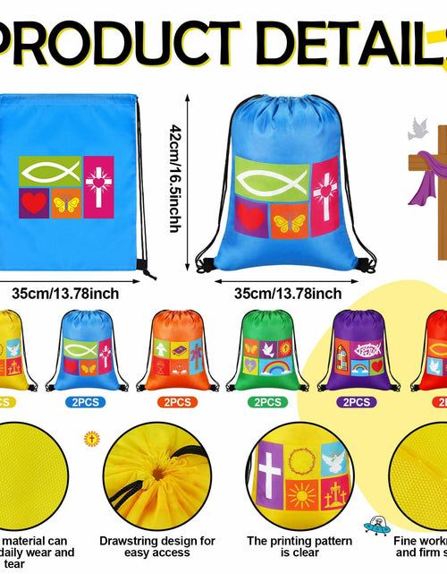 Load image into Gallery viewer, Kacctyen Christian Drawstring Bags 18 Pcs Polyester Multi-color Bulk Gift
