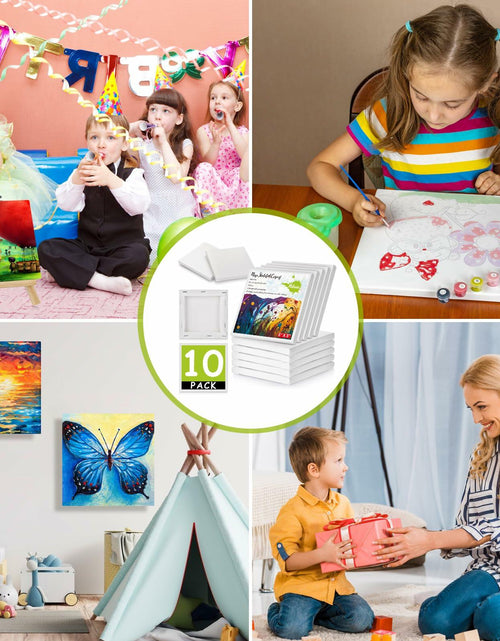 Load image into Gallery viewer, 12PCS Mini Canvas and Easel Set 3x3in Cotton Small Square Canvases Art
