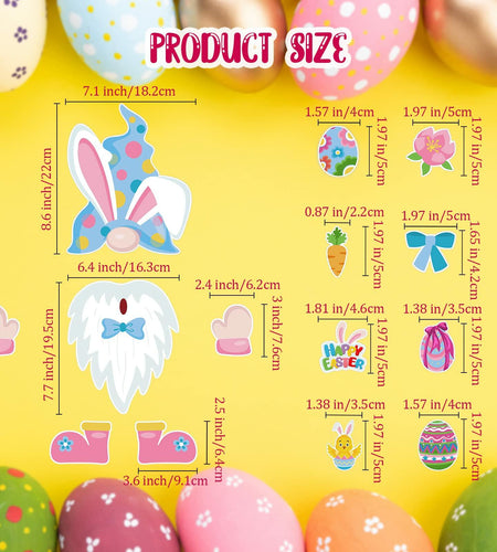 Weewooday 14pcs Easter Gnomes Refrigerator Magnets Multicolor Holiday Set
