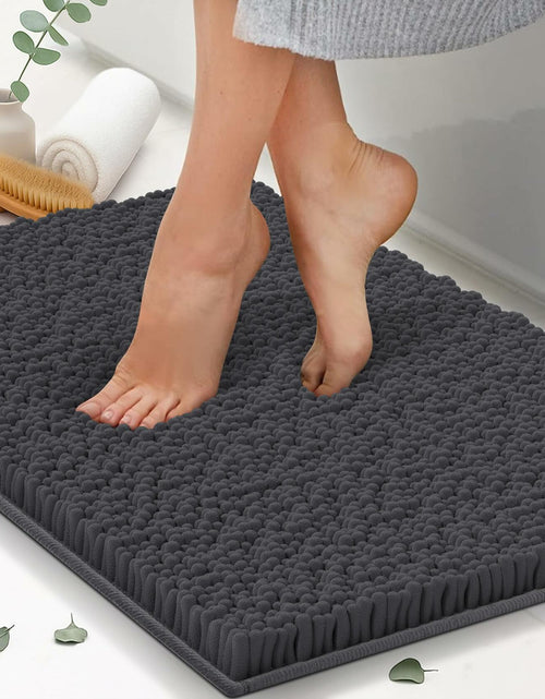 Load image into Gallery viewer, ITSOFT Plush Bathroom Rug 47x21 Charcoal Gray Non Slip Chenille Quick Dry
