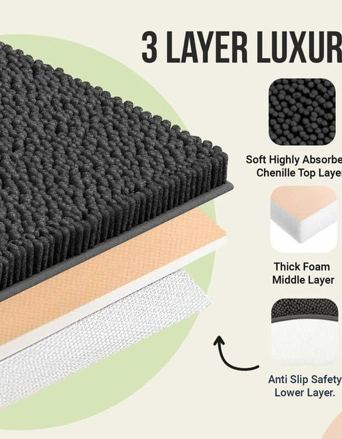 Load image into Gallery viewer, ITSOFT Plush Bathroom Rug 47x21 Charcoal Gray Non Slip Chenille Quick Dry
