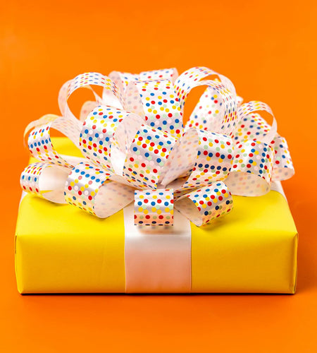 MAYPLUSS 8" Pink Dot Foil Shine Gift Bow, 1 Count