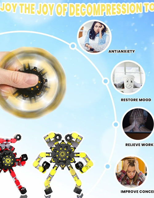 Load image into Gallery viewer, Deformation Fingertip Decompression Mechanical Gyroscope DIY Chain Red+Yellow
