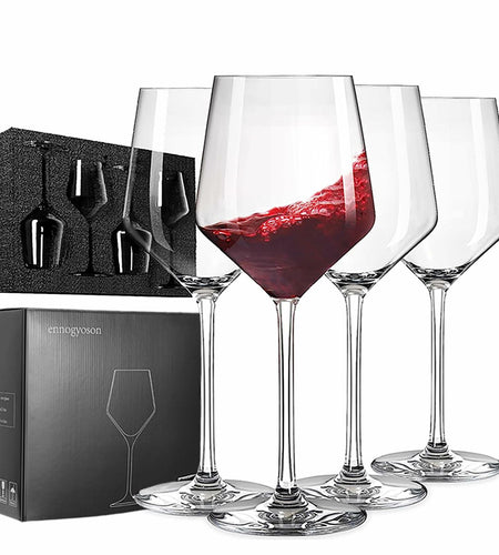[Like New] Ennogyoson Wine Glasses Set of 4 Crystal Red & White Stemmed Glassware