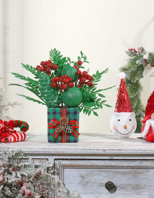 Load image into Gallery viewer, [Like New] Super Holiday Buffalo Check Plaid Green Glitter Mini Christmas Tree Small
