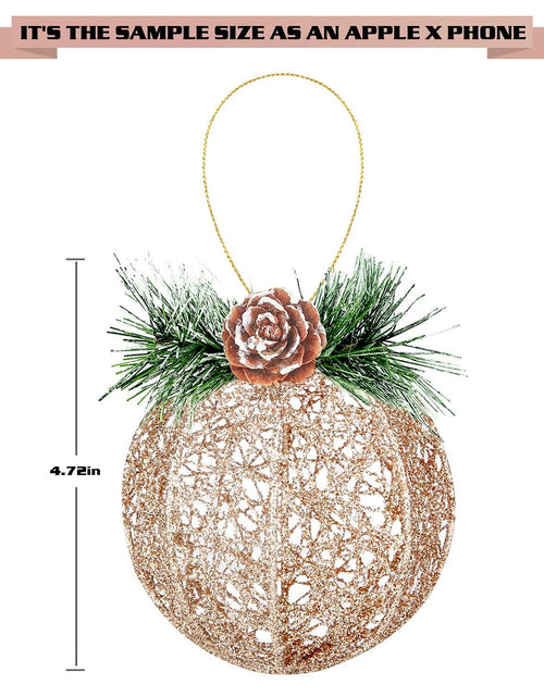 Load image into Gallery viewer, [Like New] Christmas Ball Ornaments 4pc Set Champagne Pinecone Rattan String
