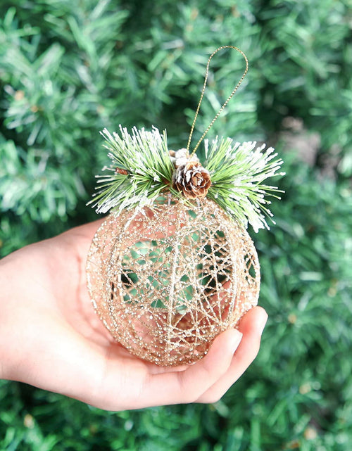 Load image into Gallery viewer, [Like New] Christmas Ball Ornaments 4pc Set Champagne Pinecone Rattan String
