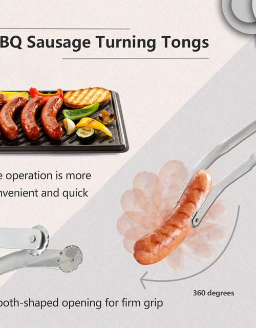 Load image into Gallery viewer, [Like New] QKFU BBQ Sa-Used Rotating Maybe, Flip Bacon Steak Meat Sausage Vegetables Tongs
