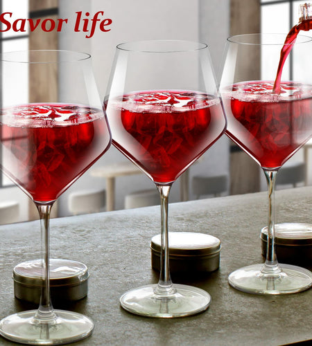 [Like New] Ennogyoson Wine Glasses Set of 4 Crystal Red & White Stemmed Glassware