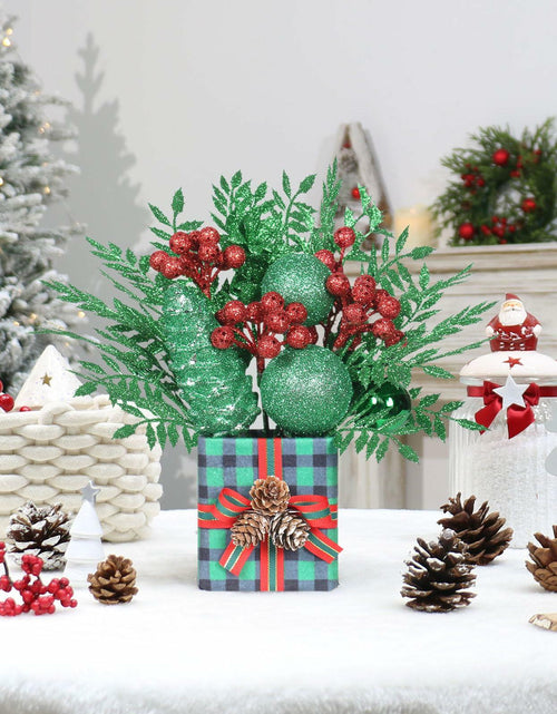 Load image into Gallery viewer, [Like New] Super Holiday Buffalo Check Plaid Green Glitter Mini Christmas Tree Small
