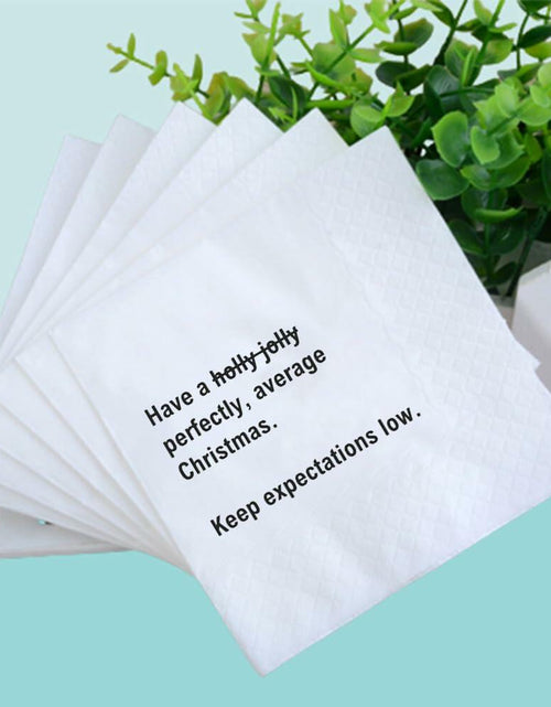 Load image into Gallery viewer, VOWFOO Funny Christmas Quotes Cocktail Napkins 4.5x4.5 2-ply 100pcs
