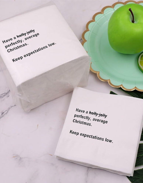 Load image into Gallery viewer, VOWFOO Funny Christmas Quotes Cocktail Napkins 4.5x4.5 2-ply 100pcs
