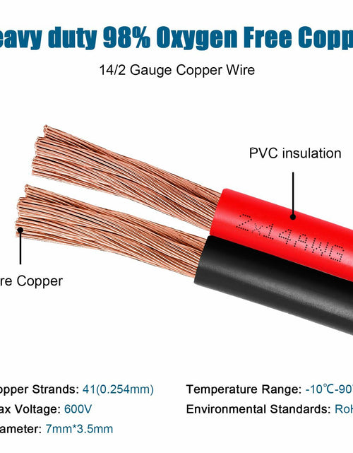 Load image into Gallery viewer, 14 Gauge Copper Wire 2 Conductor 14 AWG Battery Cable 200FT Oxygen Free
