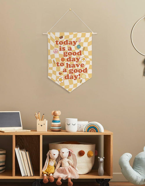 Load image into Gallery viewer, QODUNG Canvas Banner Groovy Retro 70s Wall Hanging Kids Room Decor
