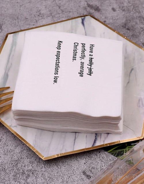 Load image into Gallery viewer, VOWFOO Funny Christmas Quotes Cocktail Napkins 4.5x4.5 2-ply 100pcs
