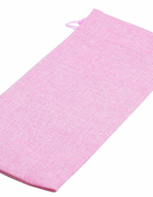 Load image into Gallery viewer, Viamto 10pcs Pink Burlap Wine Bags Drawstring Lining 15x35cm Gift Pouches
