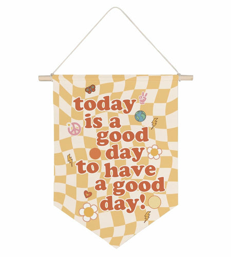 QODUNG Canvas Banner Groovy Retro 70s Wall Hanging Kids Room Decor