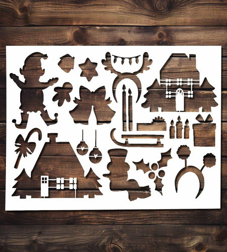 Christmas Gnome Stencil Template Reusable for Painting 8.5x11 Craft Decor