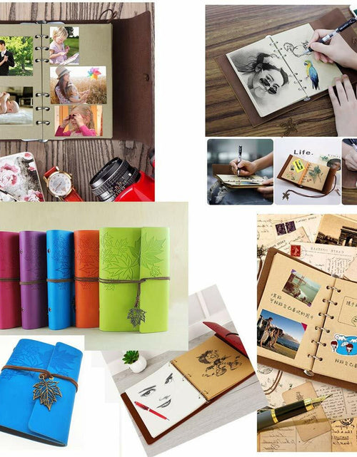 Load image into Gallery viewer, Maple Leaf Pendant Leather Bound Refillable Journal Notebook Sky Blue A7 5inch
