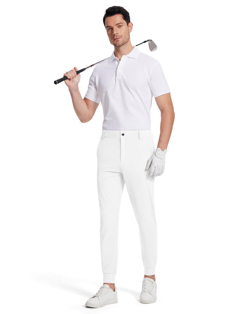 Load image into Gallery viewer, SERAMY Men's Golf Joggers Slim Fit Stretch Sweatpants 5 Pockets White Size XXL
