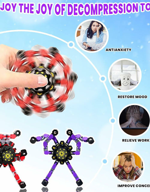 Load image into Gallery viewer, Deformation Fingertip Decompression Mechanical Gyroscope DIY Chain Red+Purple
