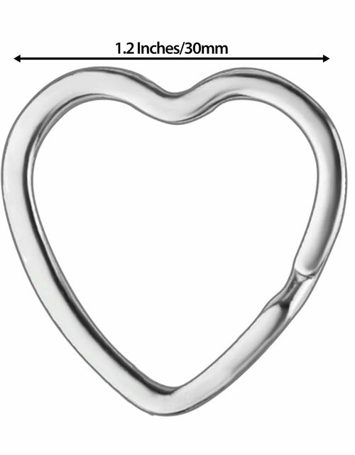 Load image into Gallery viewer, Mandala Crafts 1.2" Silver Heart Metal Key Rings 25 Count
