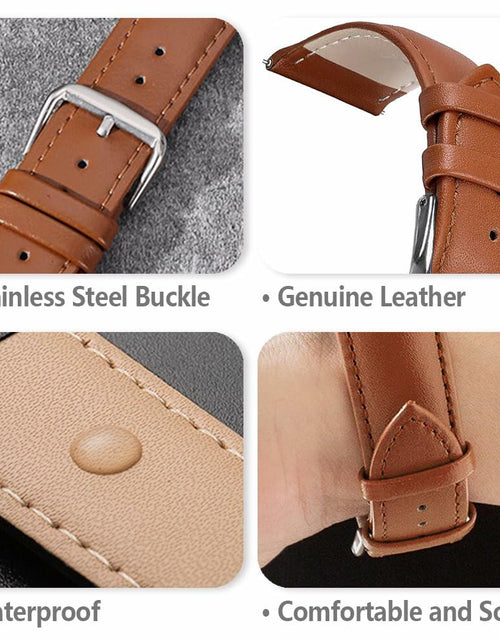 Load image into Gallery viewer, Narako Genuine Calf Leather Watch Band Stainless Steel Buckle 24mm Light Brown
