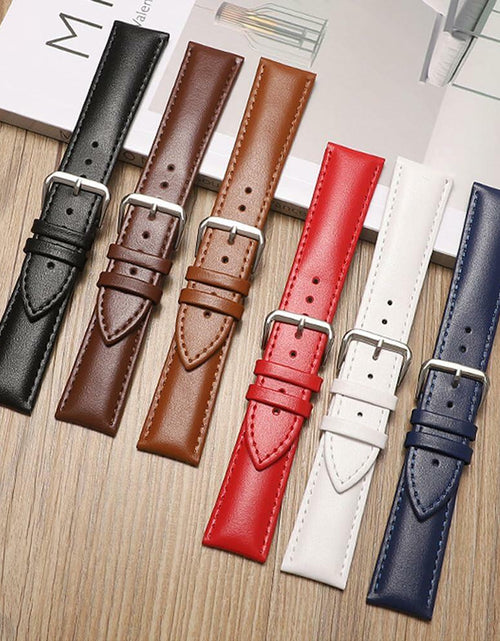 Load image into Gallery viewer, Narako Genuine Calf Leather Watch Band Stainless Steel Buckle 24mm Light Brown
