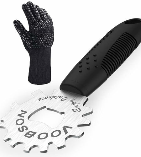 VOOBSON Grill Scraper Stainless Steel Extended Handle Bottle Opener Gloves