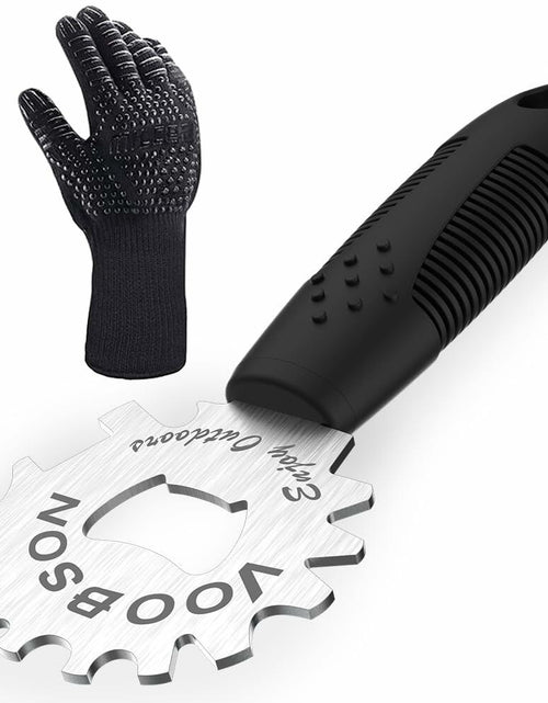 Load image into Gallery viewer, VOOBSON Grill Scraper Stainless Steel Extended Handle Bottle Opener Gloves
