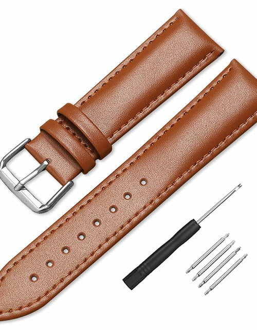 Load image into Gallery viewer, Narako Genuine Calf Leather Watch Band Stainless Steel Buckle 24mm Light Brown

