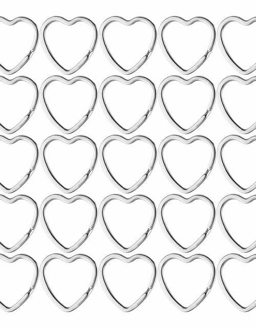 Load image into Gallery viewer, Mandala Crafts 1.2" Silver Heart Metal Key Rings 25 Count
