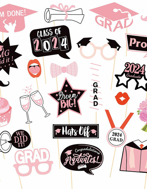 Load image into Gallery viewer, Graduation Photo Booth Props 24Pcs Party Supplies 2024 Class Congrats Grad

