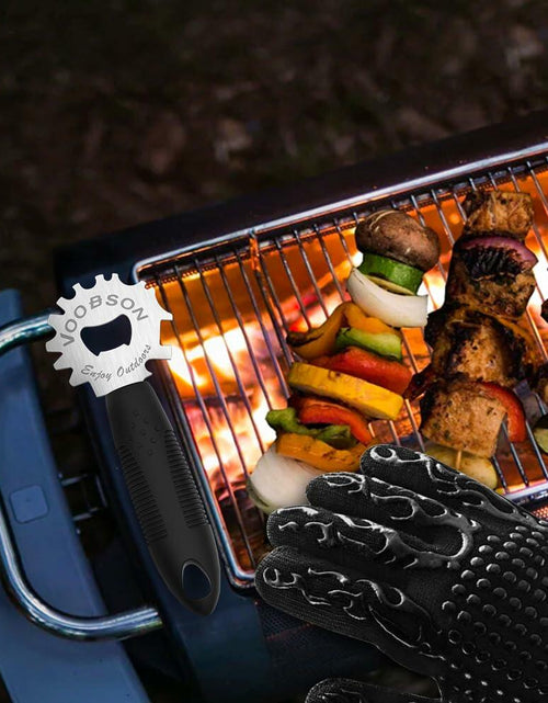 Load image into Gallery viewer, VOOBSON Grill Scraper Stainless Steel Extended Handle Bottle Opener Gloves
