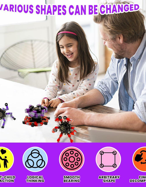 Load image into Gallery viewer, Deformation Fingertip Decompression Mechanical Gyroscope DIY Chain Red+Purple
