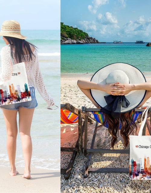 Load image into Gallery viewer, EIXU Chicago Souvenirs Girls Trip Tote Bag Reusable Beach Bag Multi
